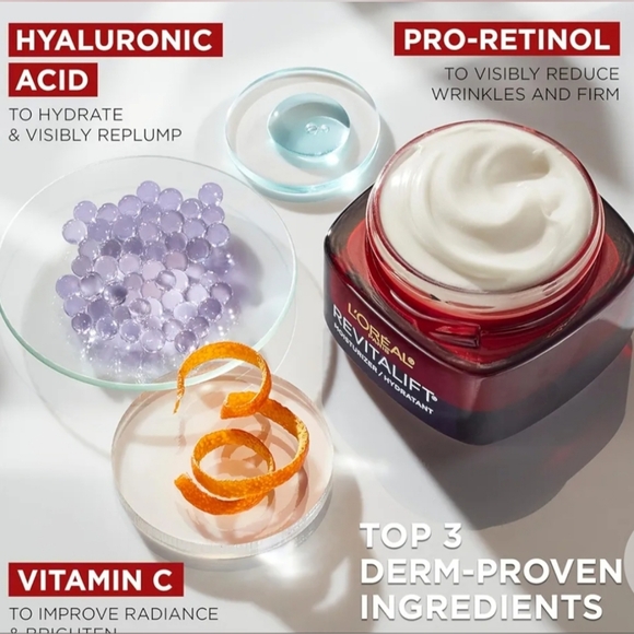 L'Oreal Paris Revitalift Triple Power Anti-Aging Face Moisturizer, Pro Retinol, - Picture 2 of 5